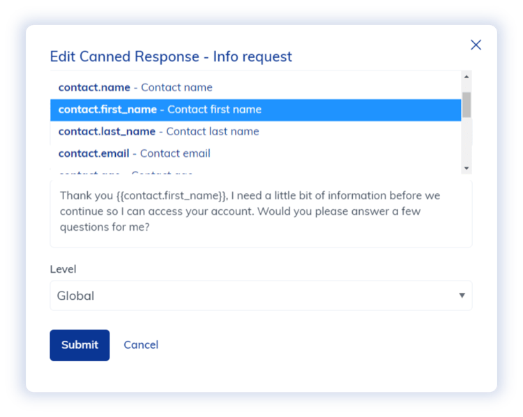 Canned Response Variables